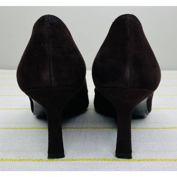 Stuart Weitzman Brown Suede Lace Up Point Toe Heels Women 9M Career Chic Luxe - Picture 4 of 11